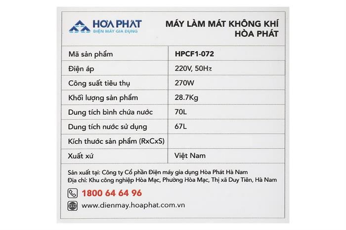 Máy Làm Mát Không Khí Hòa Phát Hpcf1 072