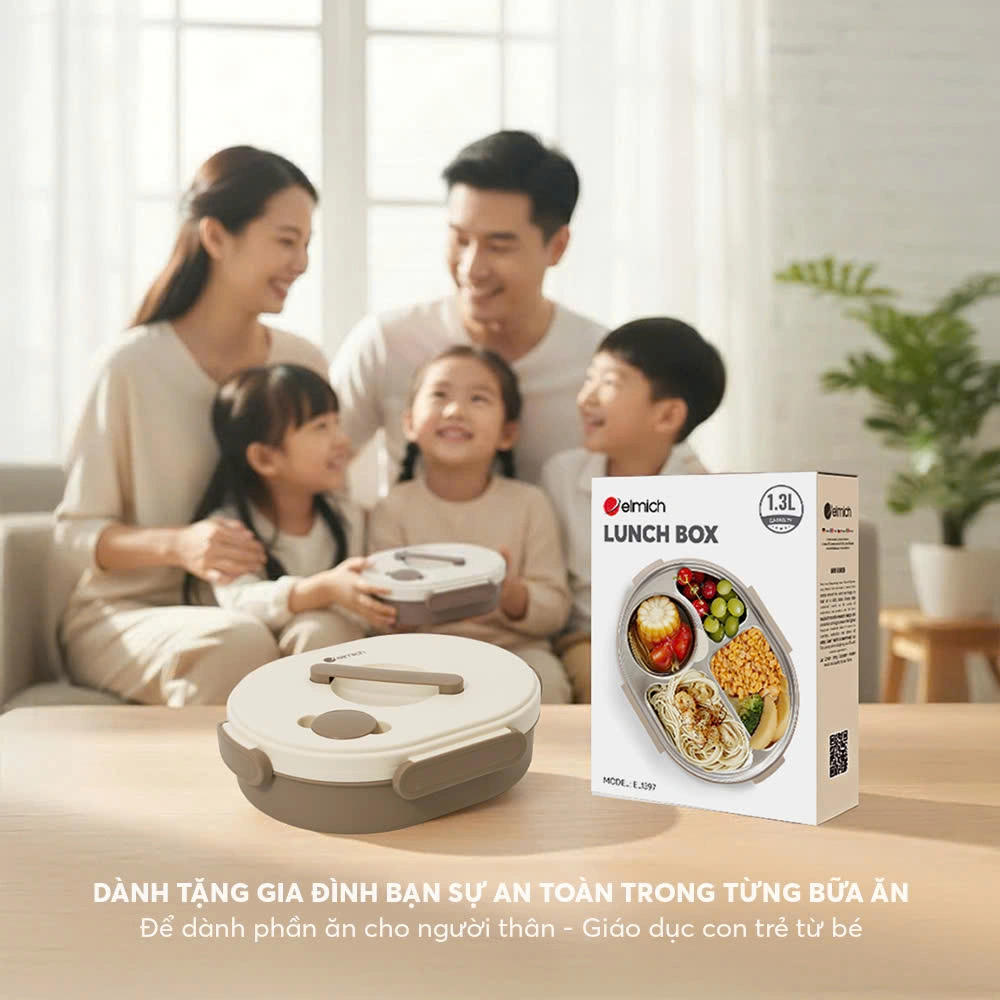Hộp Cơm Inox 304 Elmich El1397 Dung Tích 1.3l Hộp Cơm Giữ Nhiệt Chân Không