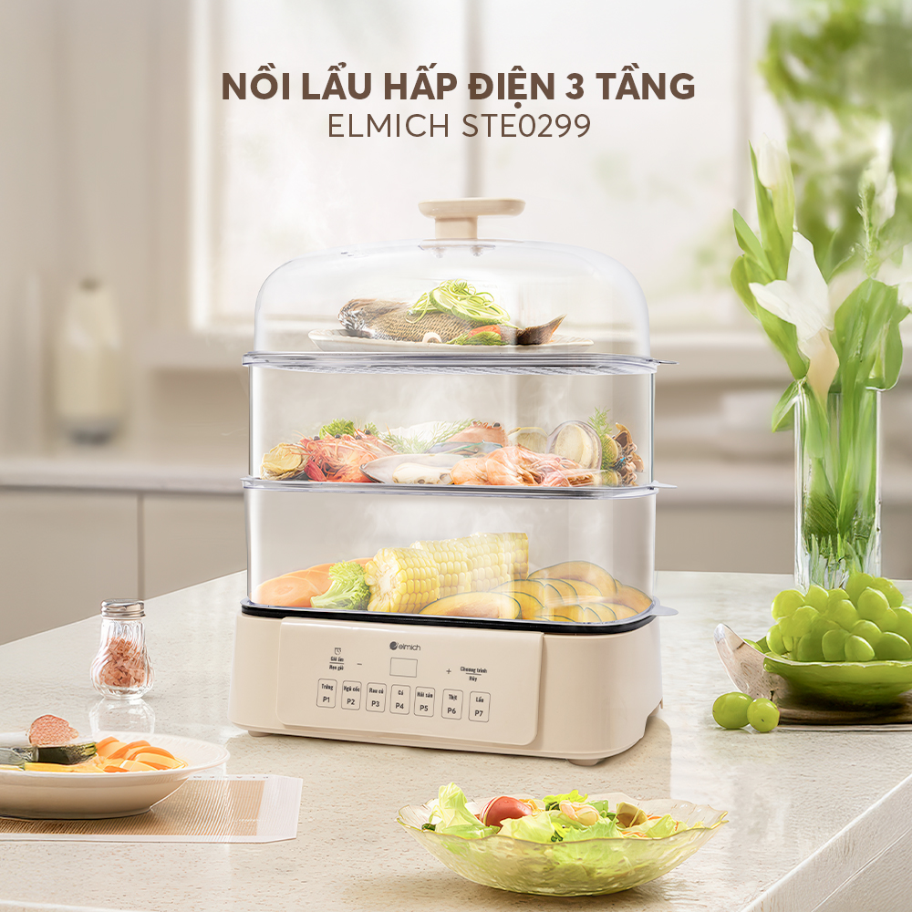 Nồi Lẩu Hấp điện 3 Tầng Elmich Ste0299