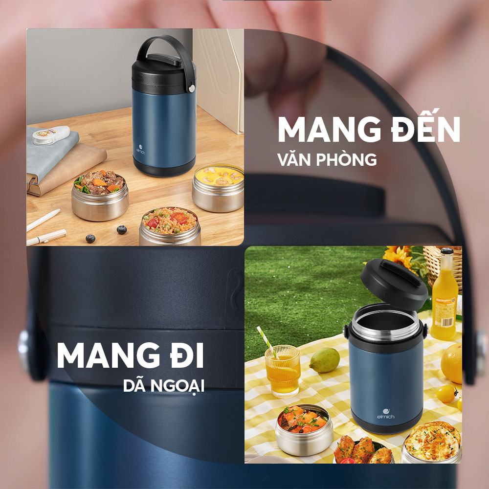 Hộp Cơm Giữ Nhiệt Inox 304 Elmich El8302 Dung Tích 1.7l Hộp Cơm Giữ Nhiệt Chân Không