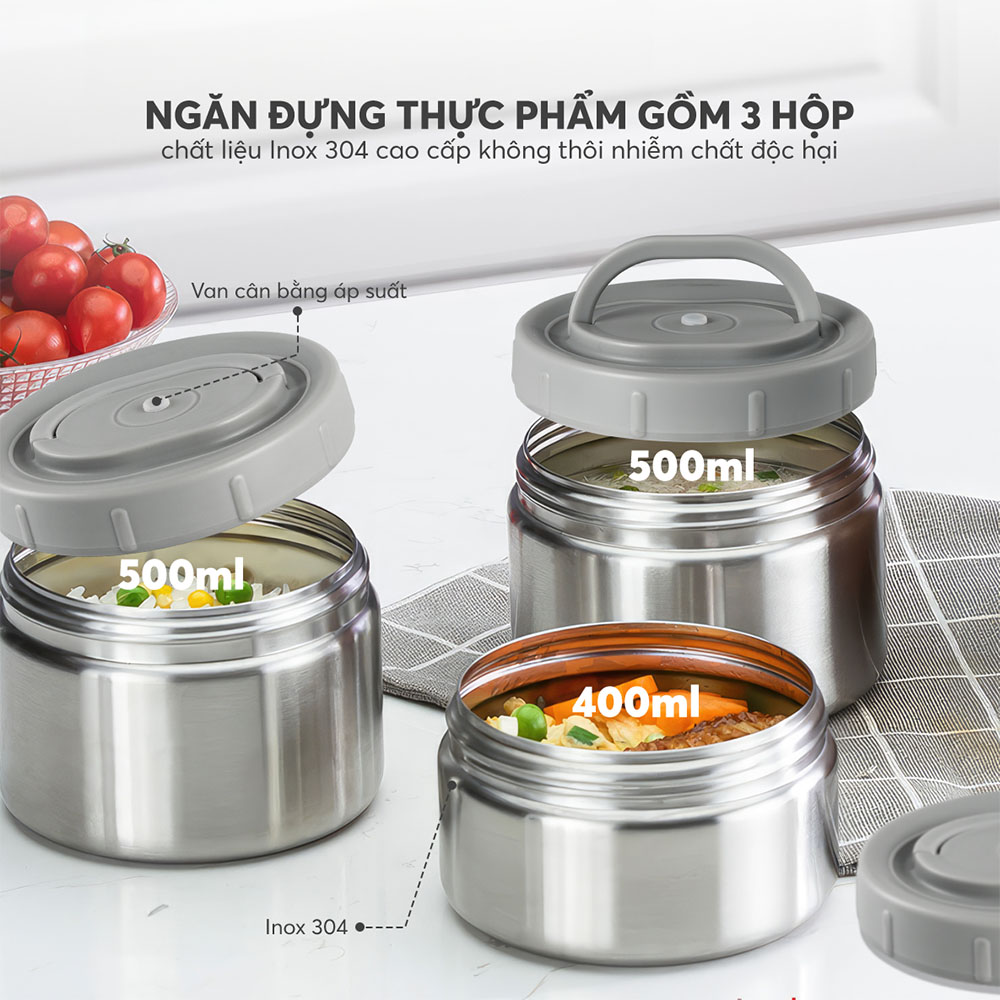 Hộp Cơm Giữ Nhiệt Inox 304 Elmich El8302 Dung Tích 1.7l Hộp Cơm Giữ Nhiệt Chân Không