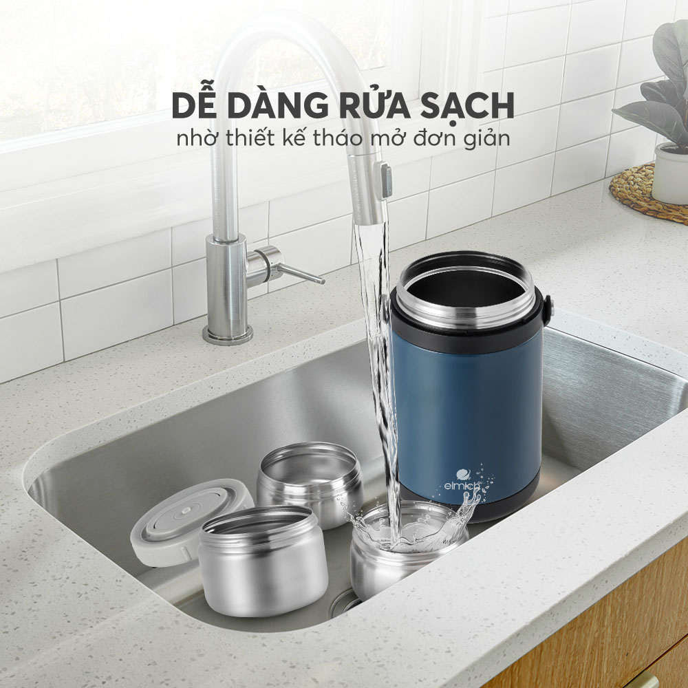 Hộp Cơm Giữ Nhiệt Inox 304 Elmich El8302 Dung Tích 1.7l Hộp Cơm Giữ Nhiệt Chân Không