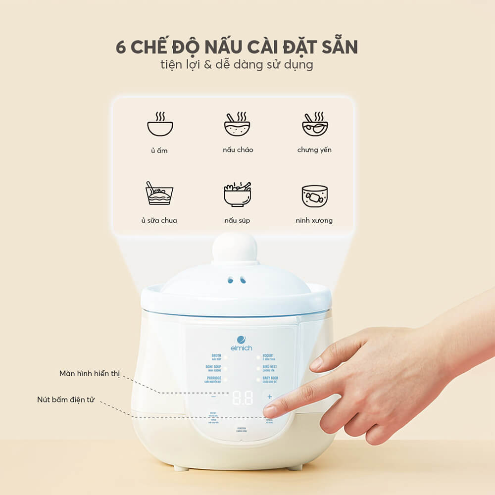 Nồi Nấu Chậm Elmich 1l Sce 8524ol (nồi Hầm)