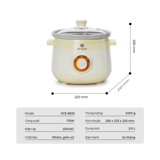 Nồi Nấu Chậm Elmich Sce 8525 (nồi Hầm)