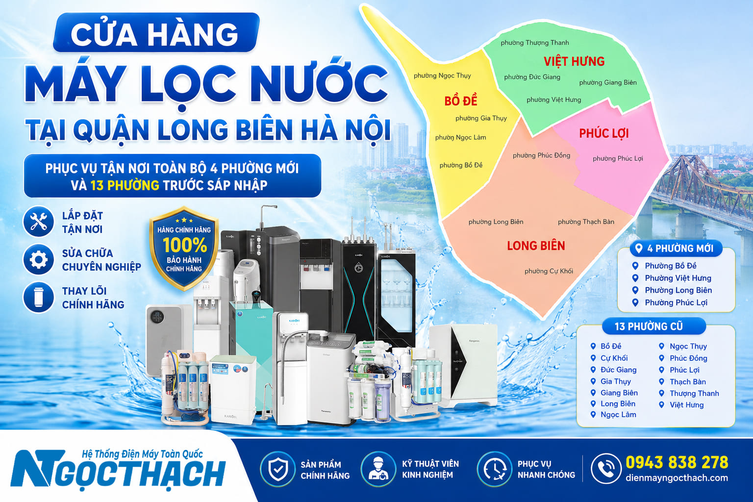 Cửa Hàng Máy Lọc Nước Tại Quận Long Biên Hà Nội – Lắp Đặt, Sửa Chữa, Thay Lõi Tận Nơi