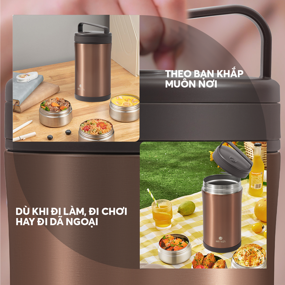 Hộp Cơm Giữ Nhiệt Inox 304 Elmich El1290 Dung Tích 1.8 Hộp Cơm Giữ Nhiệt Chân Không