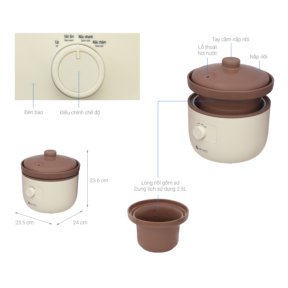 Nồi Nấu Chậm Elmich 2.5l Sce0429 (nồi Hầm)