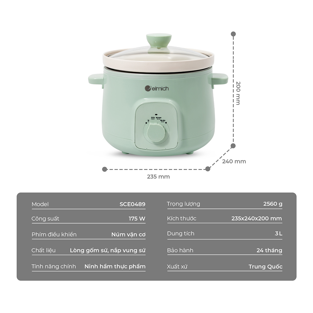 Nồi Nấu Chậm Elmich 3l Sce0489 (nồi Hầm)