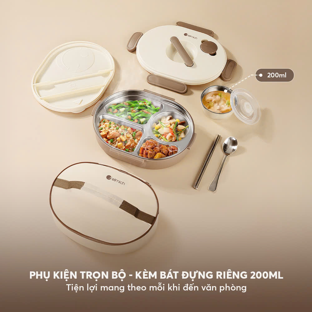 Hộp Cơm Inox 304 Elmich El1397 Dung Tích 1.3l Hộp Cơm Giữ Nhiệt Chân Không