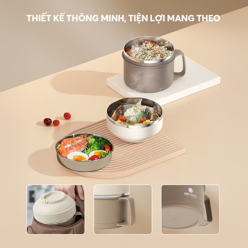 Hộp Cơm Inox 304 Elmich El1318 Dung Tích 1l Hộp Cơm Giữ Nhiệt Chân Không