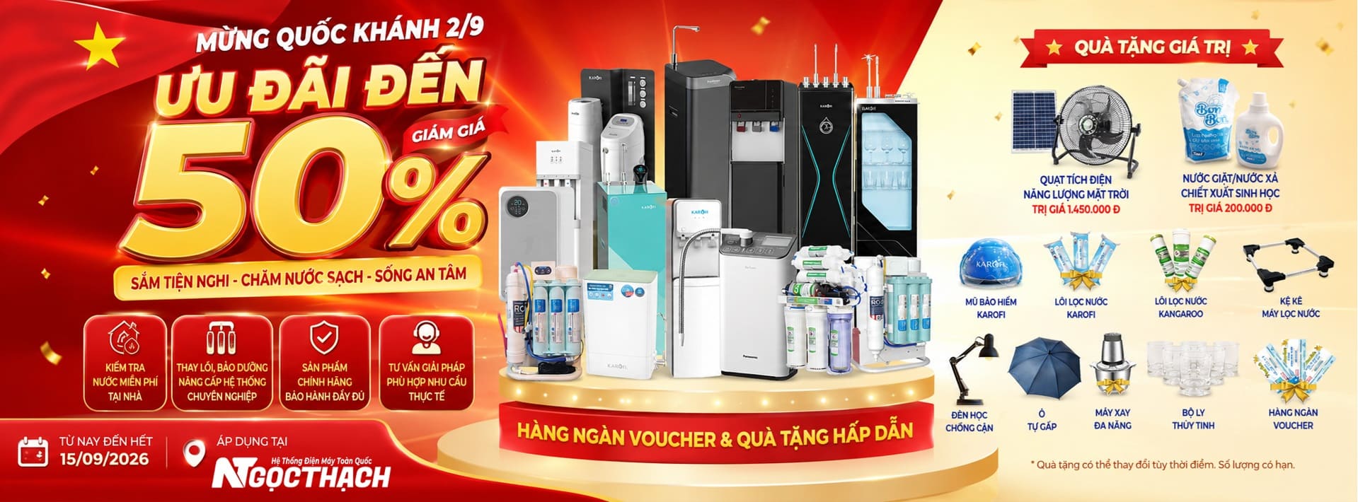 Quốc Khánh 2/9 – Đại Tiệc Ưu Đãi Đến 50%, Chăm Nguồn Nước – Sắm Tiện Nghi Cho Cả Gia Đình